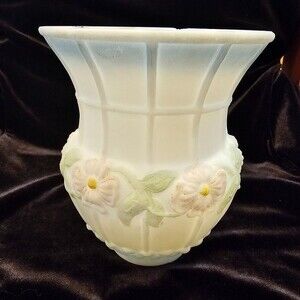 Antique Vintage Milk Glass Hand Painted Floral Lamp or Chandelier Shade White